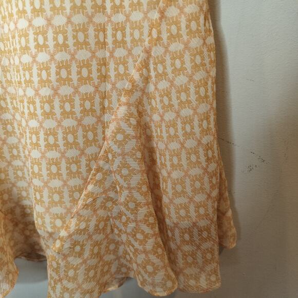 Express Silk Chiffon Floral Skirt Pull On Flounce Flowy Peach - Picture 4 of 9
